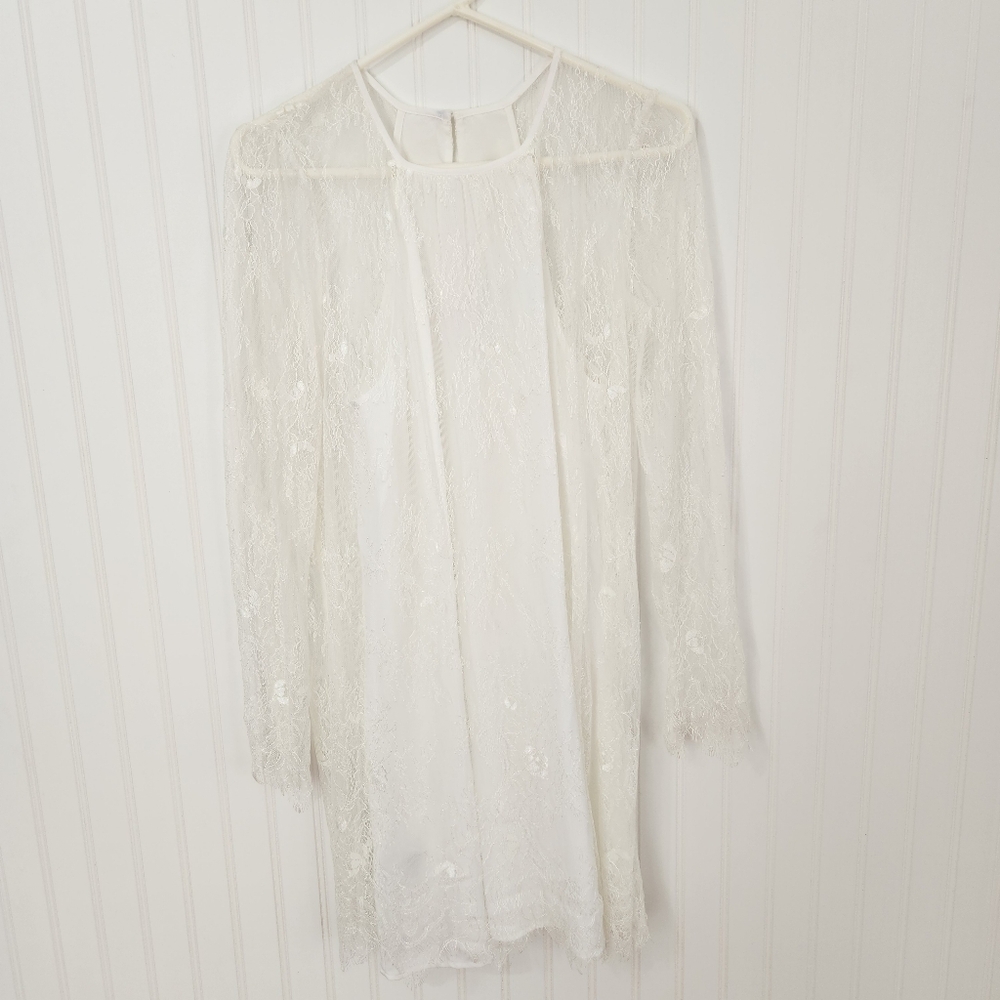 BCBGeneration | New Lace Overlay Dress White Medium